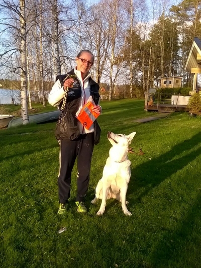 White Swiss Shepherd Dog Born to Win White Unique in Obedience competition in Finland