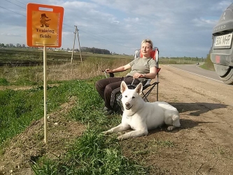 White Swiss Shepherd Dog Born to Win White Almighty and Monika is heading towards Russia for Tracking Dogs World Championship